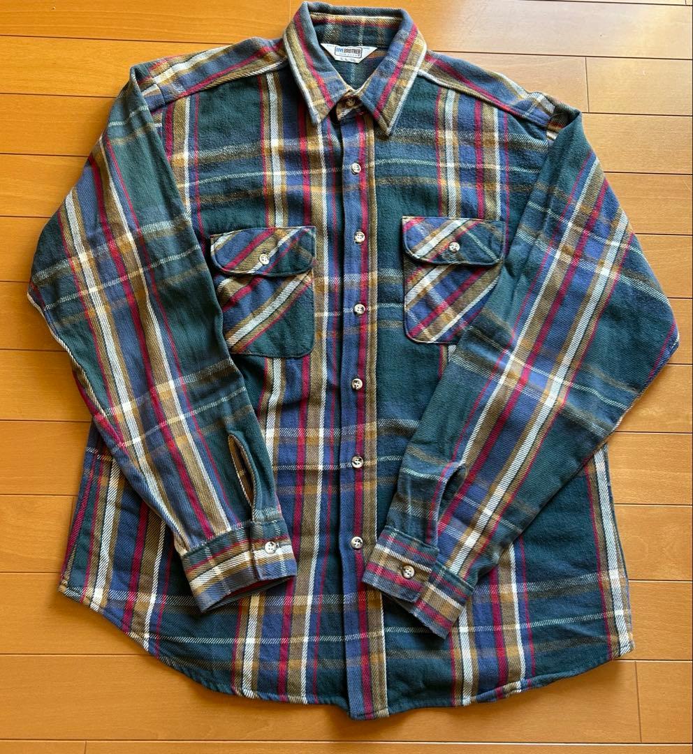 FIVE BROTHER　ネルシャツ　USA　三角タグ　70S　80S 80s 三角タグ FIVE BROTHER ヴィンテージネルシャツ ボロ 襤褸 - メルカリ