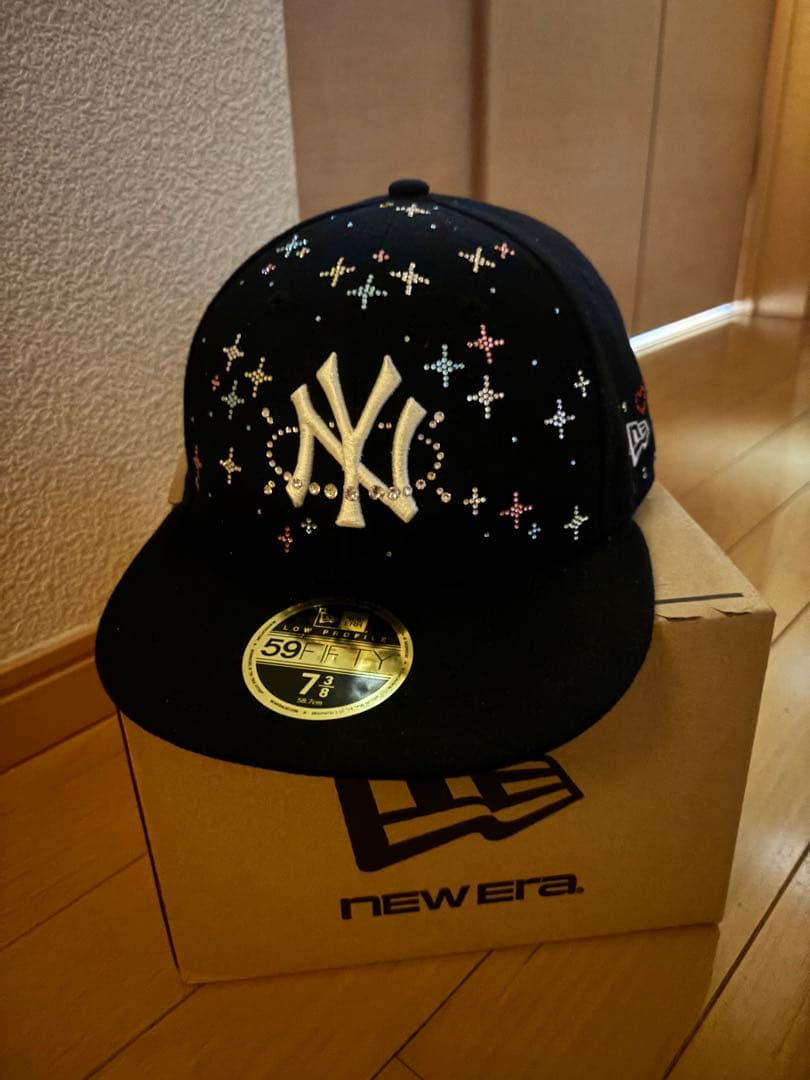 在庫処分New Era 59FIFTY ネイビー 73/8スワロフスキー Swarovski Crystal Navy Blue New York Yankees 27X World Series
