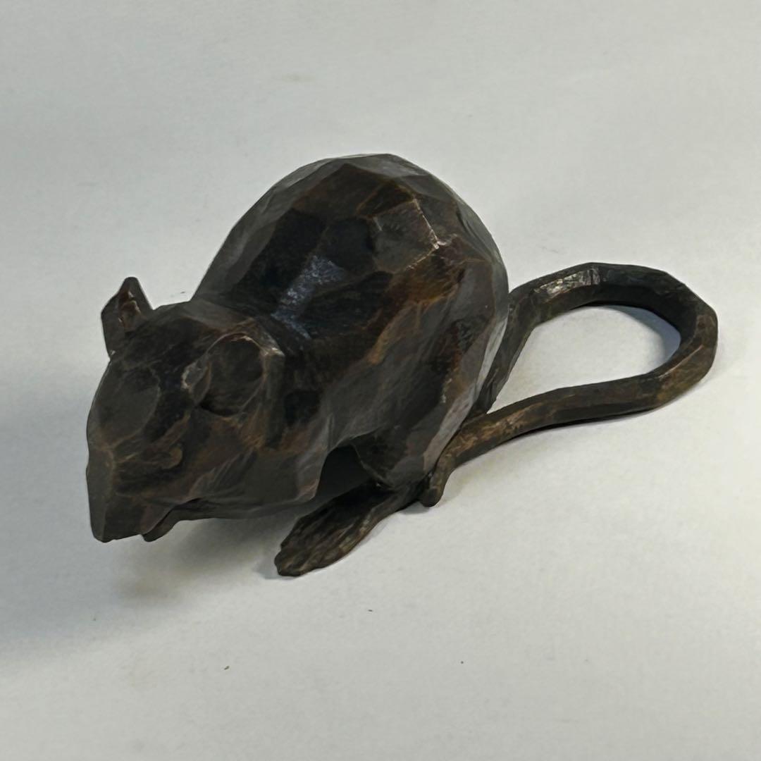 高橋丈雲　木彫り　鼠　木製 ネズミ 彫刻 　置物　干支