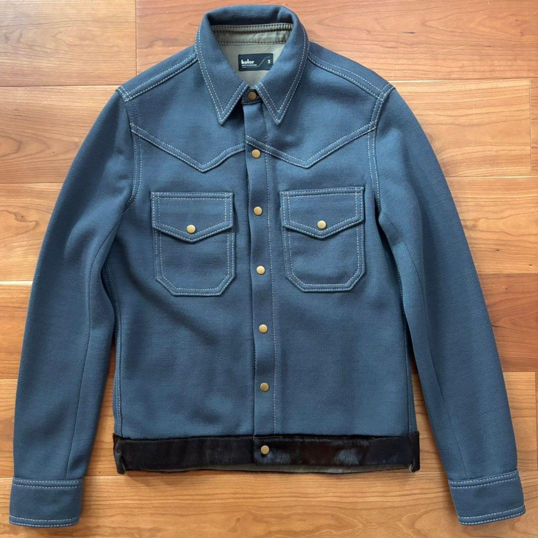 kolor カラー ヘビーウールポンチ ハラココンビブルゾン サイズ2 パッチワークブルゾン | kolor(カラー) / アウター ブルゾン