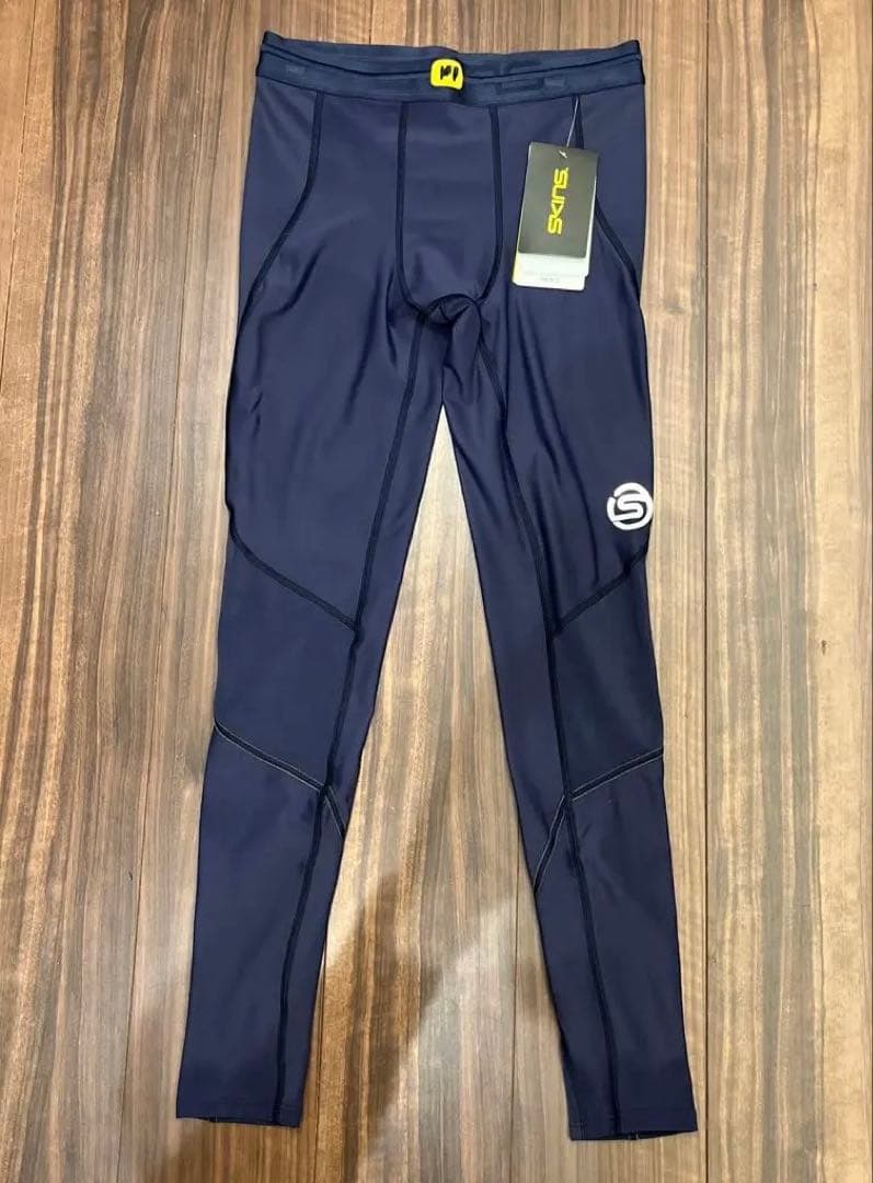 SKINS 3 SERIES メンズ ロングタイツ L ネイビーブルー