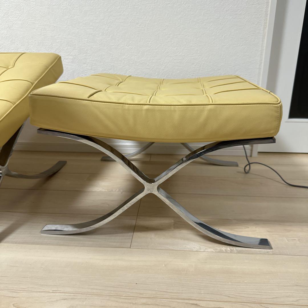 バルセロナチェア 本革 クロームフレームオットマンセット - メルカリ