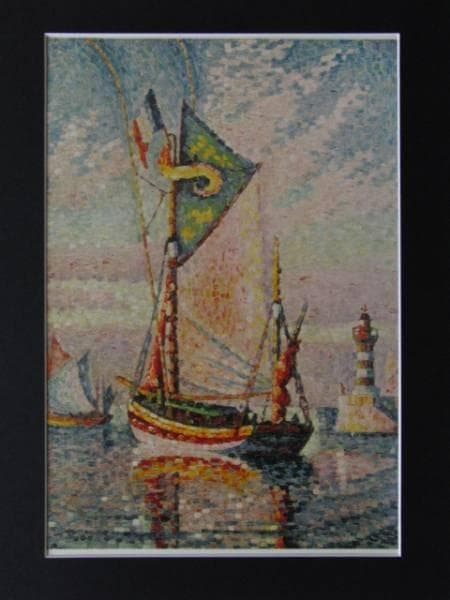 シニャック/コンカルノー港、額装用・名画、特殊印刷、新品額付