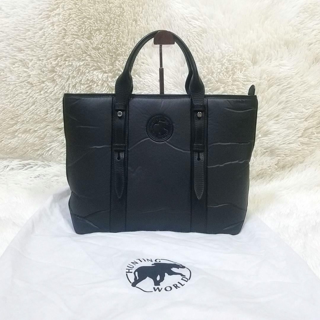 【極美品】HUNTING WORLD トートバッグ バチュークロス 大容量 黒