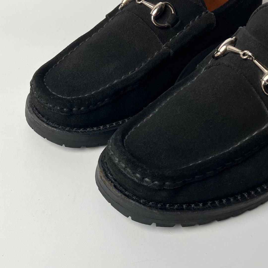 美品】GUCCI ラグソール スクエアトゥ ホースビットローファー 22.5黒