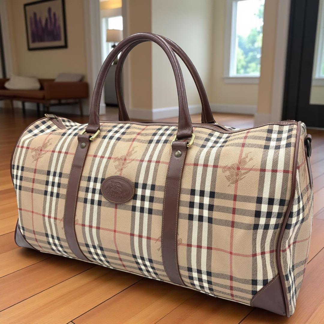 Burberrys バーバリー ノバチェック レザー ボストンバッグ PVC