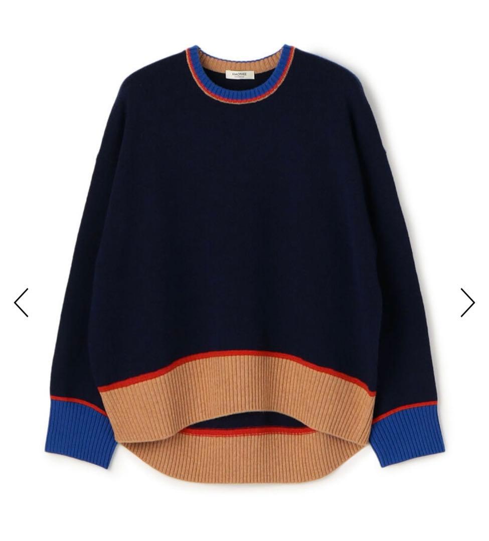 NZ LAMBS クルーネックプルオーバー MACPHEE 長袖ニット　ネイビー