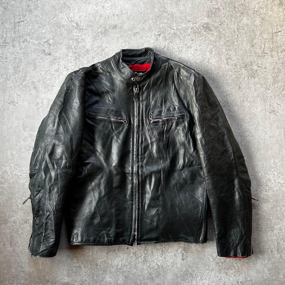 70s sears シアーズ レザージャケット ブラック 40 カスタム 本革
