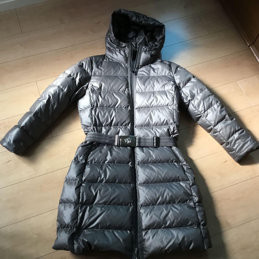 MONCLER グレー ダウンジャケット ウエストベルト付き