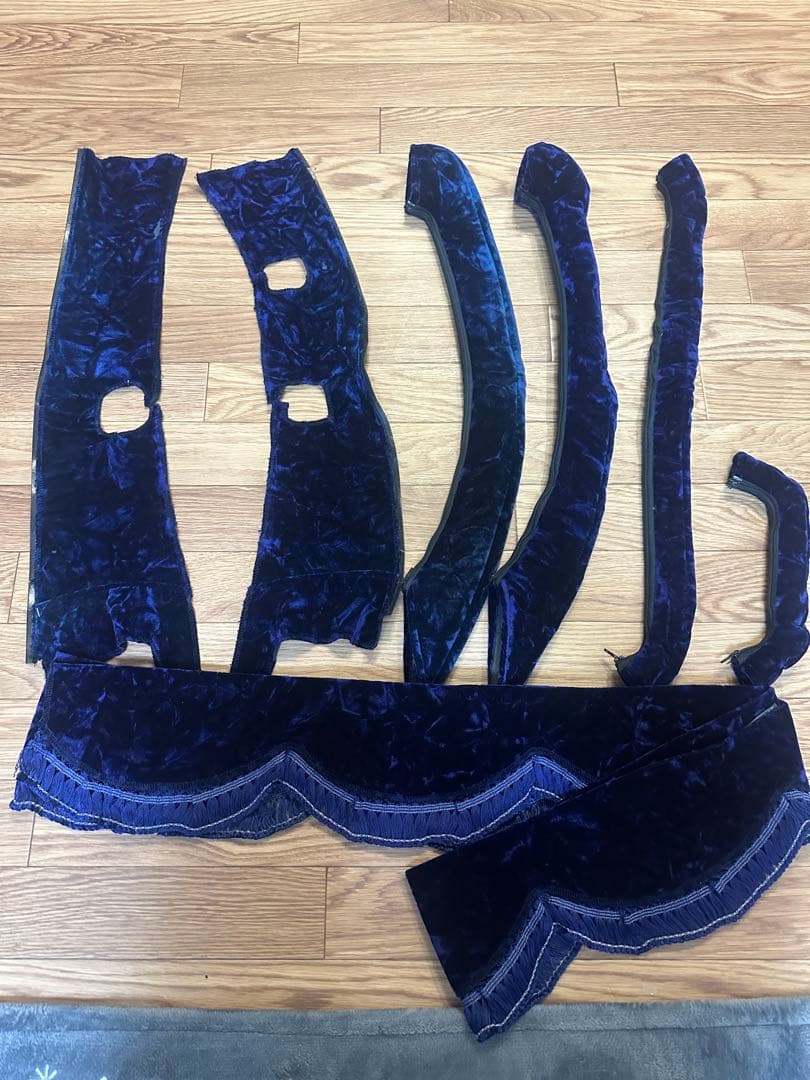 【チンチラネイビー】　フロントカーテン　グリップカバー　ピラーカバーセット