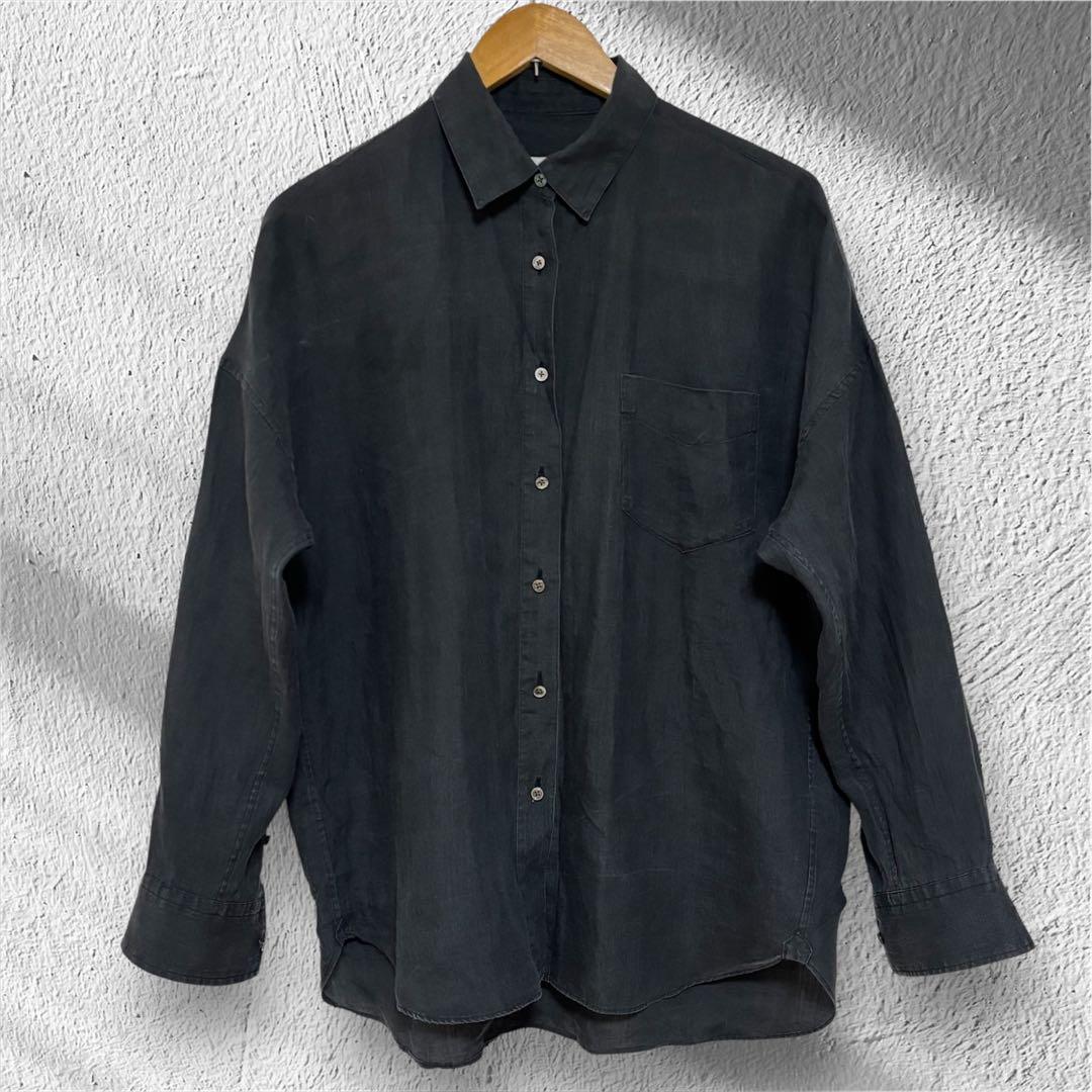 【美品】&RC カレンソロジー リネン100% ビッグシャツ ブラック 日本製