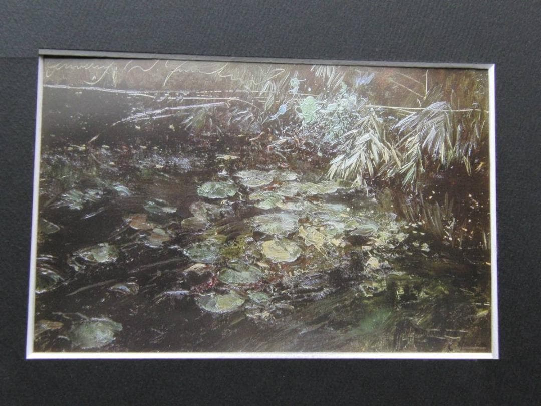 J.トレンツ・リャド、【緑の水辺】、希少な額装用画集より、状態良好