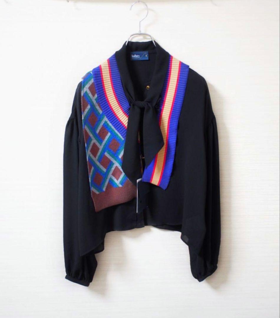 【kolor】knit docking blouse Black