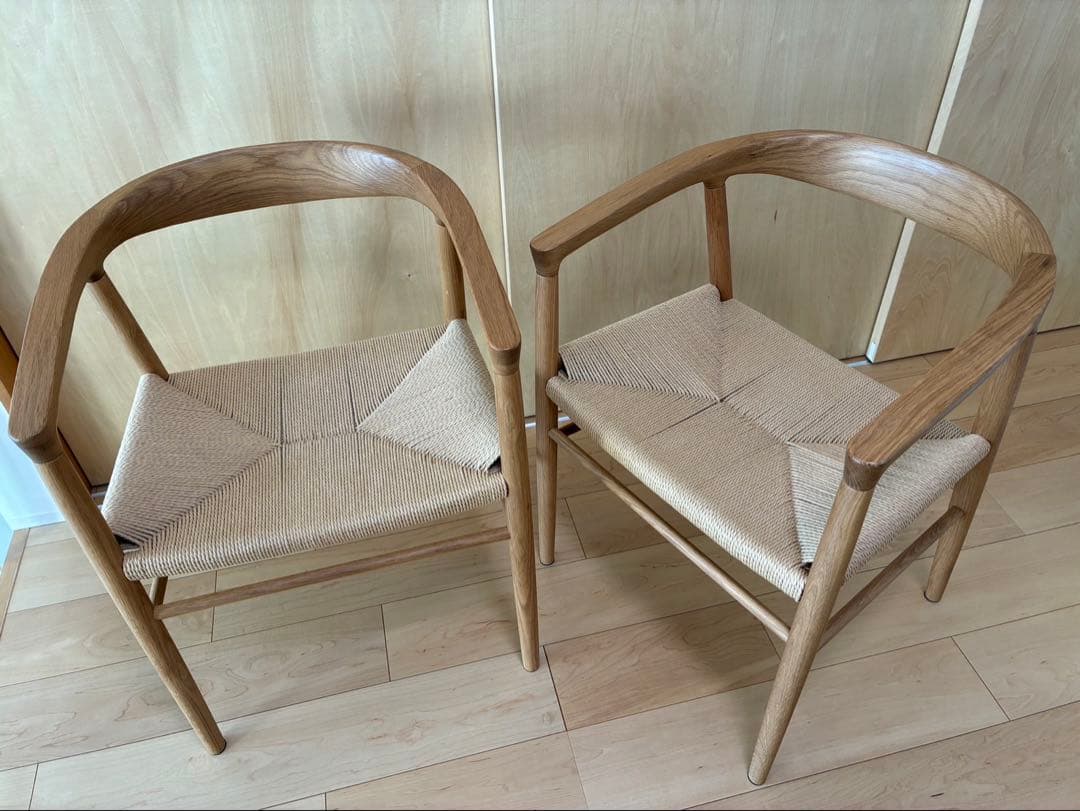 無印　オーク材　ペーパーコードアームチェア　1脚
