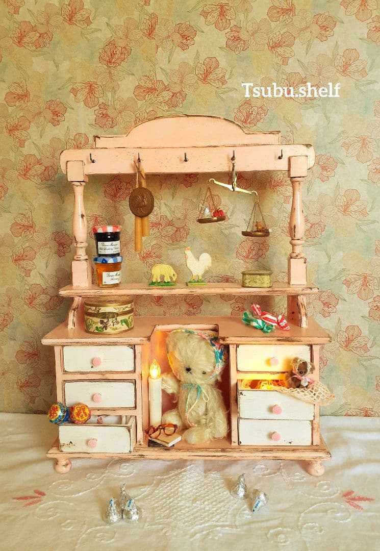 アンティーク・ヴィンテージ調　シャビー　ドロワー　シェルフ　置き型