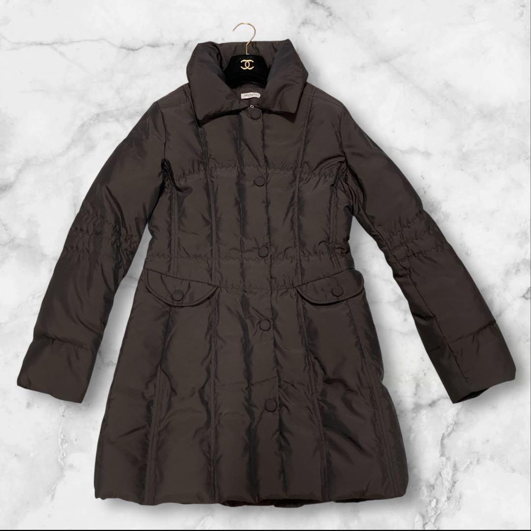 【希少美品】マックスアンドコー　ブラウン　ロングダウンコート　ダブルジップアップ