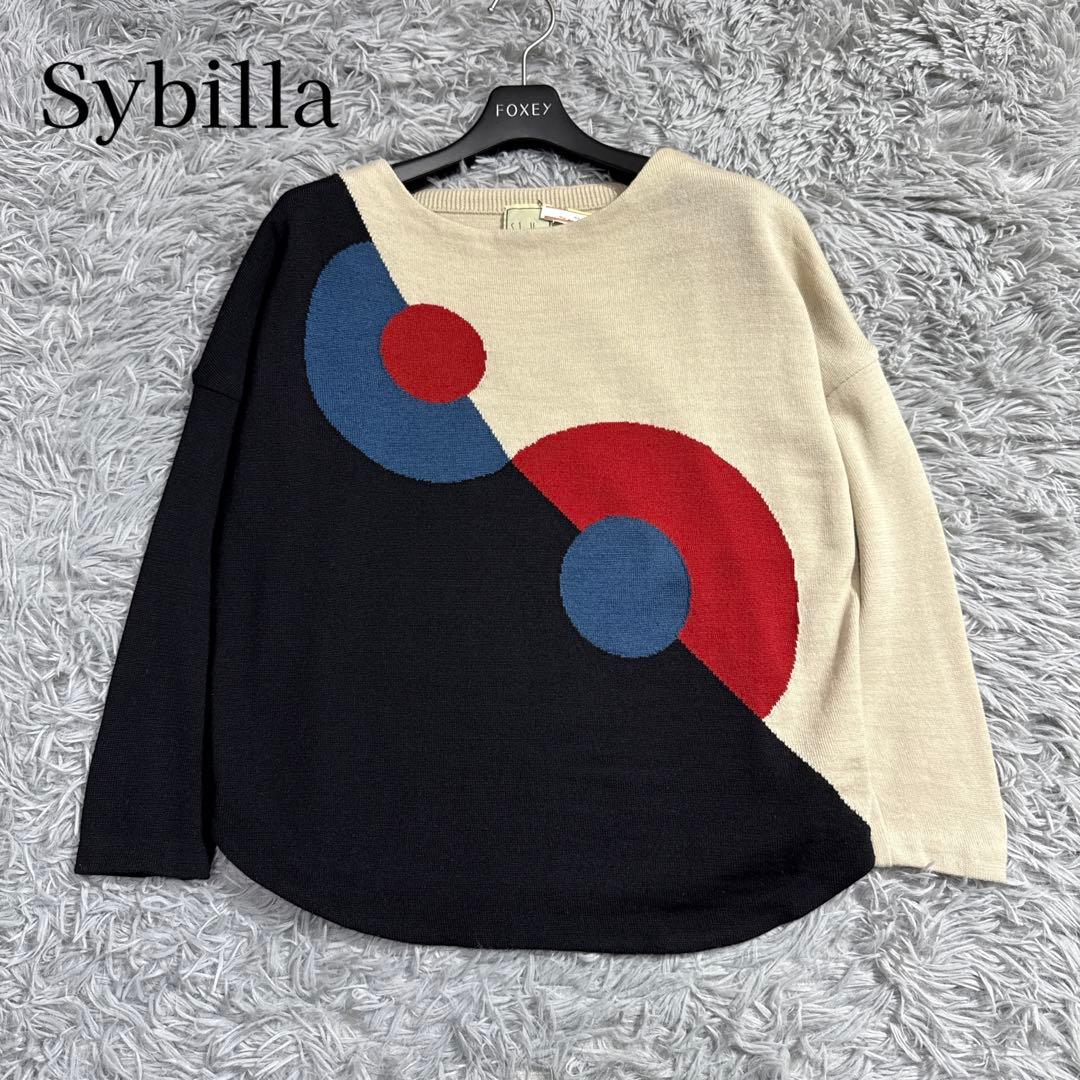 美品✨22AW 現行品 シビラ サークルインターシャアートデザインニット M