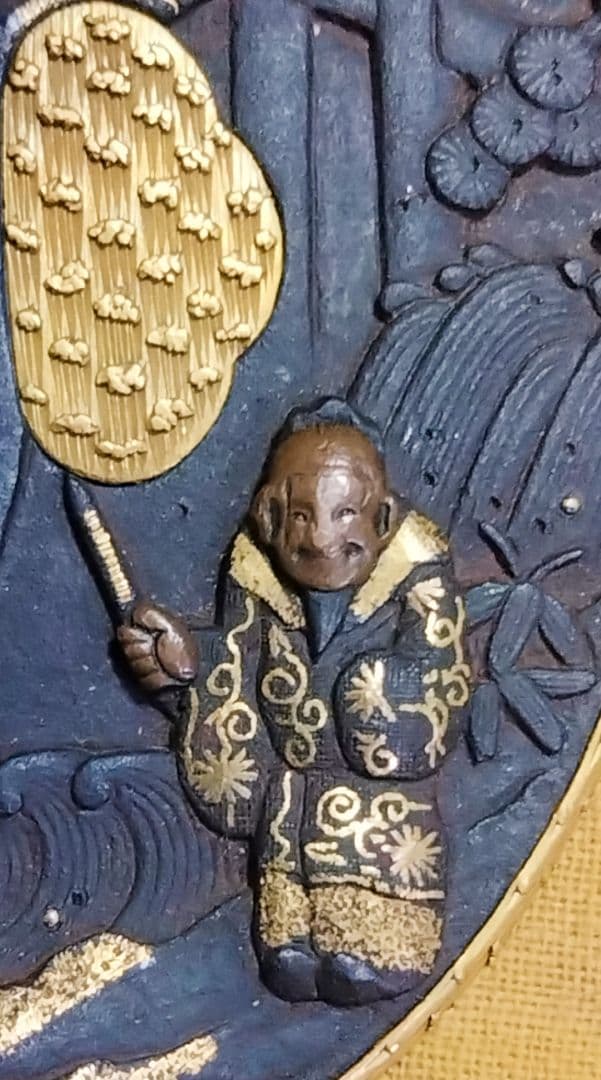 鉄鍔 鐔 (無銘宗典 橋袂賢人図) 江戸時代 金覆輪 金埋金 箱付き - メルカリ