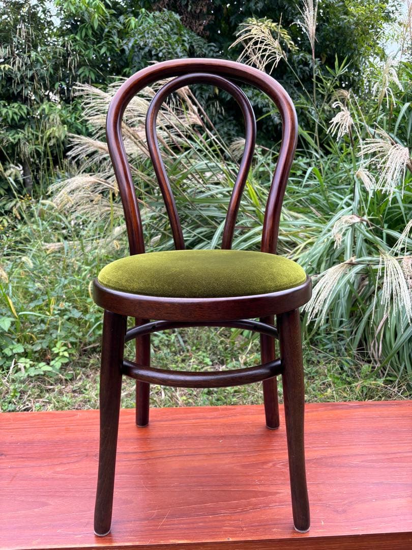 希少品　IDF太田長　曲木チェア　グリーンベルベット　ベントウッドチェア
