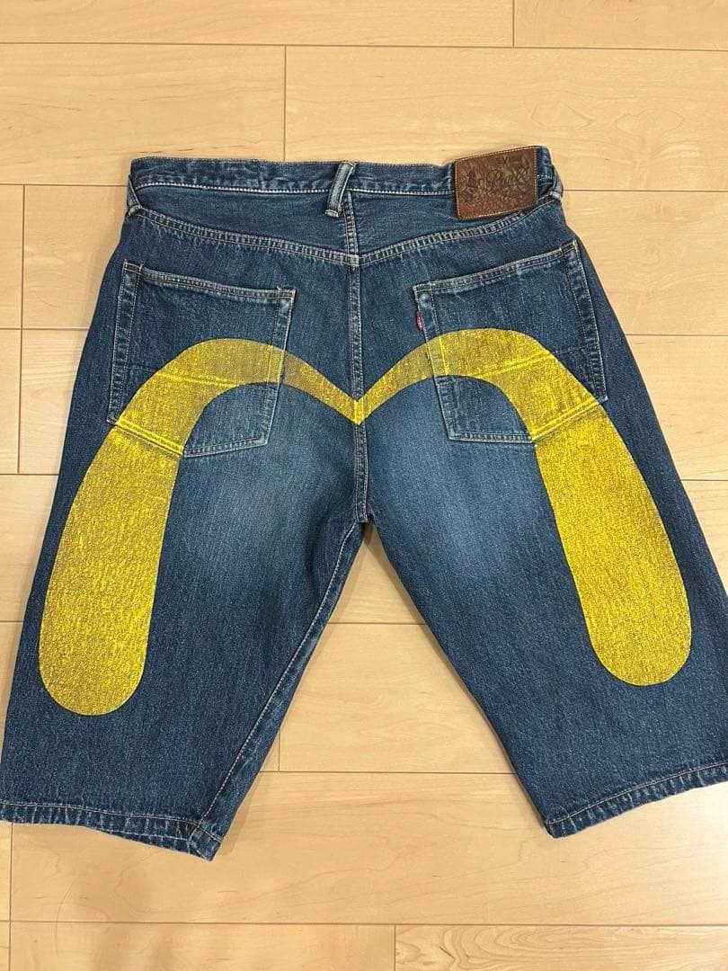 エヴィス　ハーフパンツ　36 SHIOTANI 黄　大黒ペイント