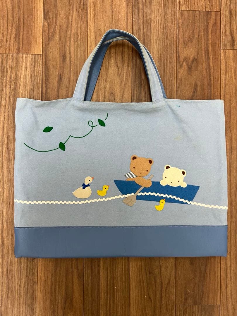 ファミリア familiar デニムバッグ レッスンバッグ 水色 - メルカリ