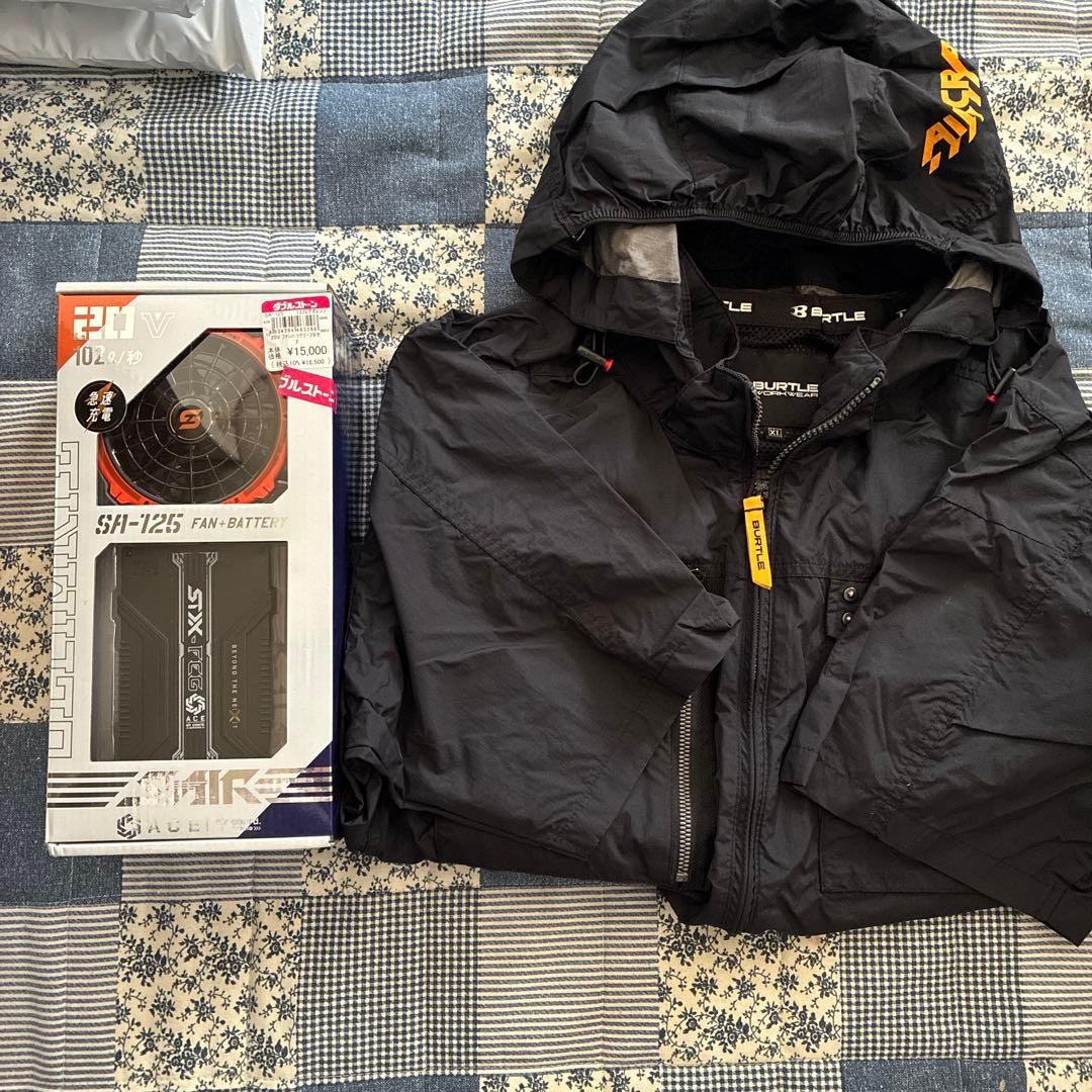 BURTLE ファン付き空調服 XL ブラック バッテリー付き