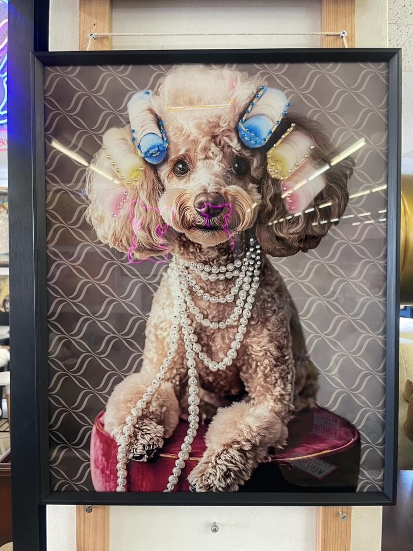 キラキラ　パネルアート　プードル　アート　絵画　絵　ポスター　壁掛け　額縁　犬