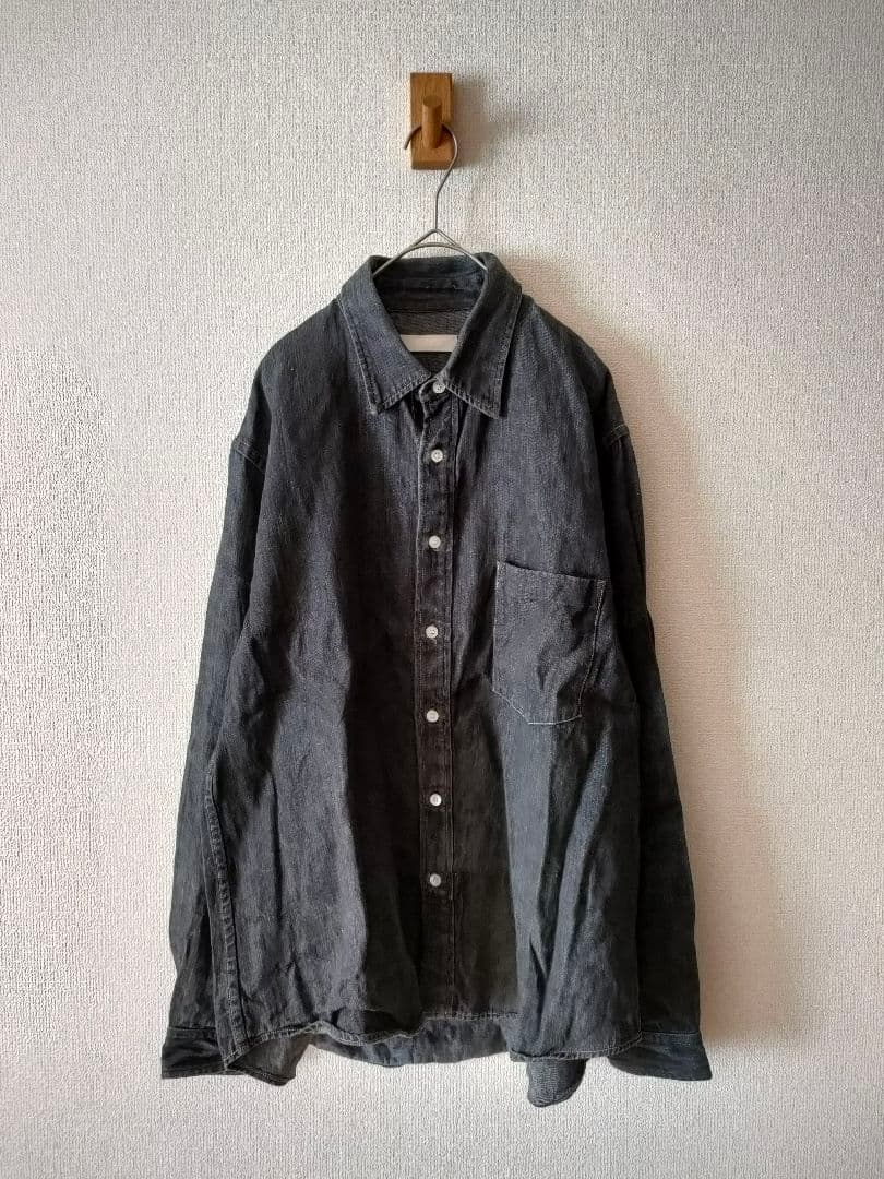 02201-0007 10ozリネンデニムレギュラーカラーシャツ 10ozリネンデニム ワークシャツ｜nest Robe / CONFECT ONLINE SHOP