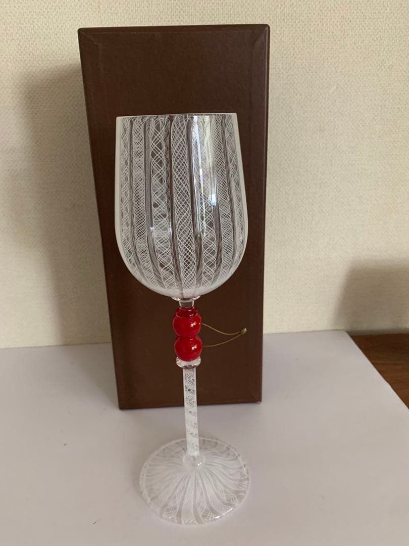 安田泰三手吹レース文様花器置物