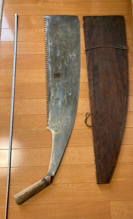 手曲鋸 木挽き鋸 銘入り ノコギリ 古道具 店舗飾 伐採道具 大木伐採