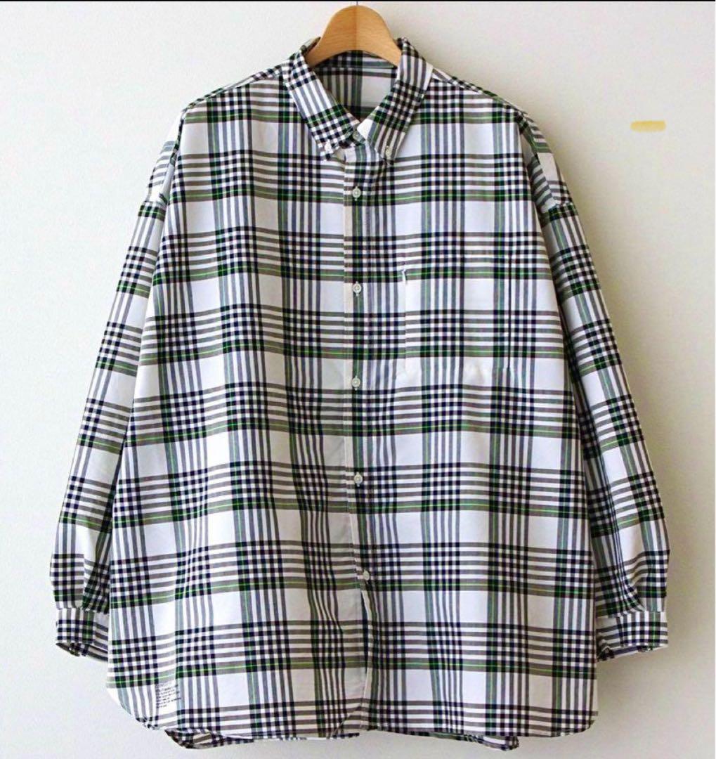 ★超美品Fresh Service ユーティリティマドラスボタンダウンシャツ ユーティリティボタンダウンシャツ(長袖) - フレッシュサービス メンズ