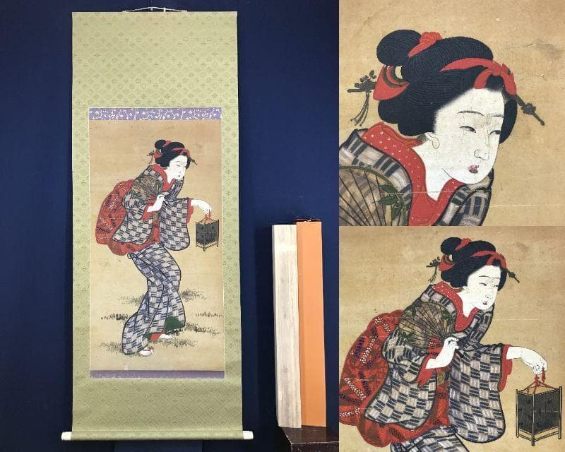 作者不詳/美人画/浮世絵/風俗画/掛軸☆宝船☆AH-672