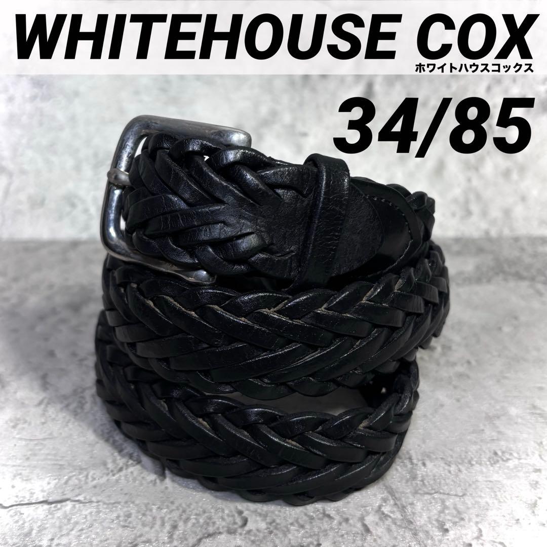 【odyssey！】ホワイトハウスコックス レザーメッシュベルト 黒 34