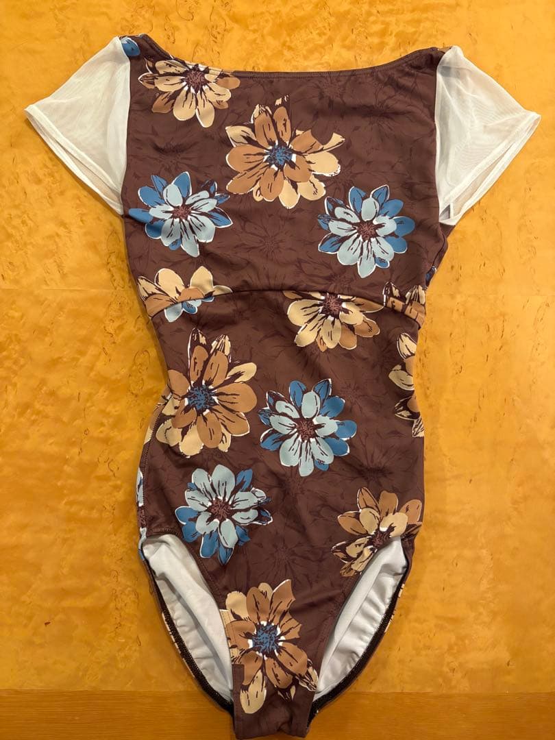 【✿misaki‪✿】スティナ　stina 花柄レオタード 半袖　Sサイズ stina / type H half sleeve / old flower black