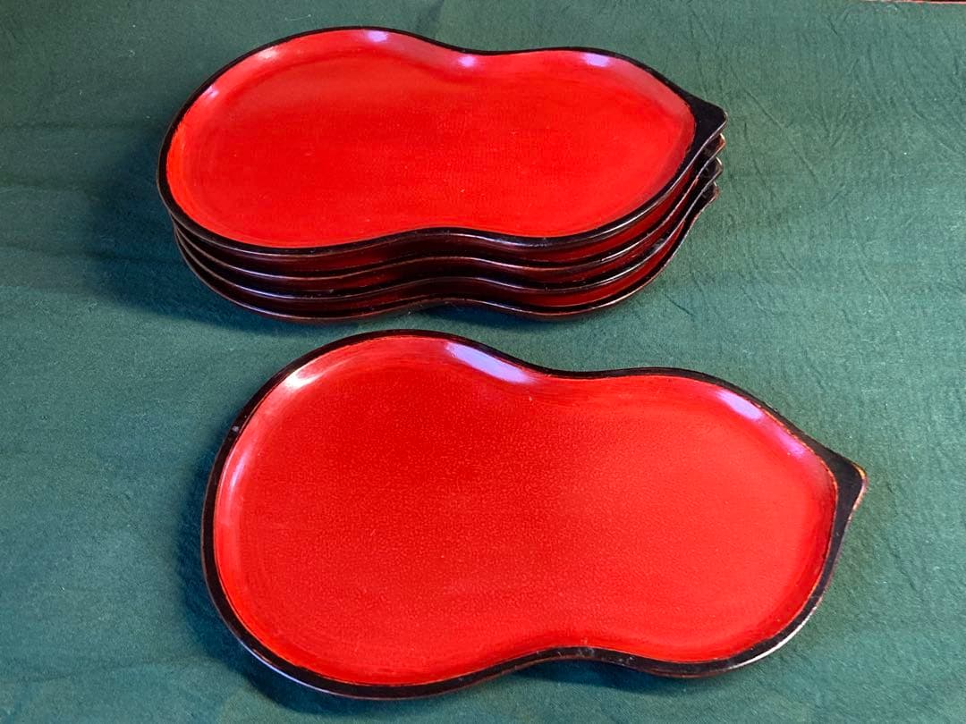 天然木漆器　銘々皿5枚組　ほぼ新品同様 sa-196_01.jpg