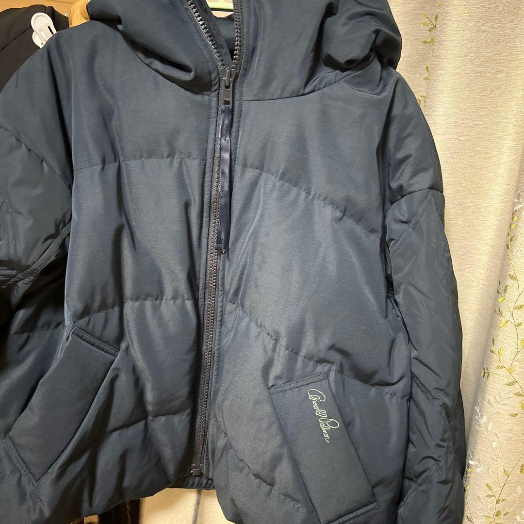 ネイビー フード付きダウンジャケット