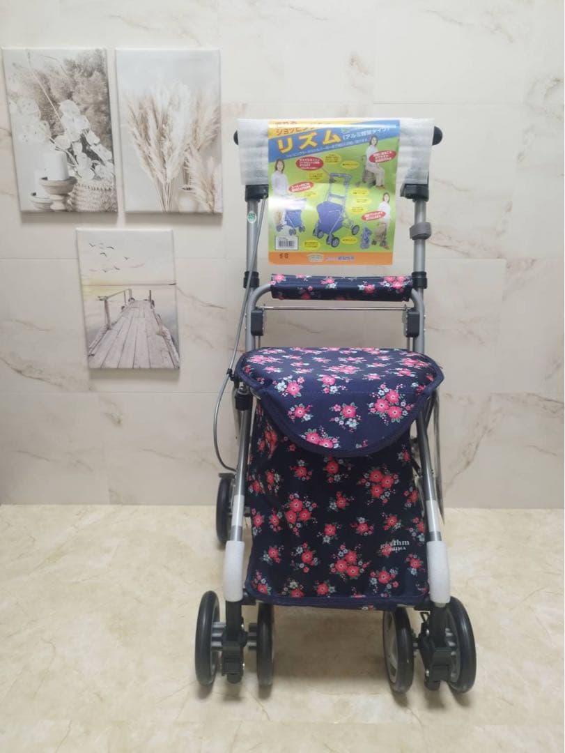 RWCリズム　フローラルNB 歩行車　ショッピングやお散歩に最適　軽量シルバーカ シルバーカー リズムRWC フローラルNB 島製作所 : アークススクエア