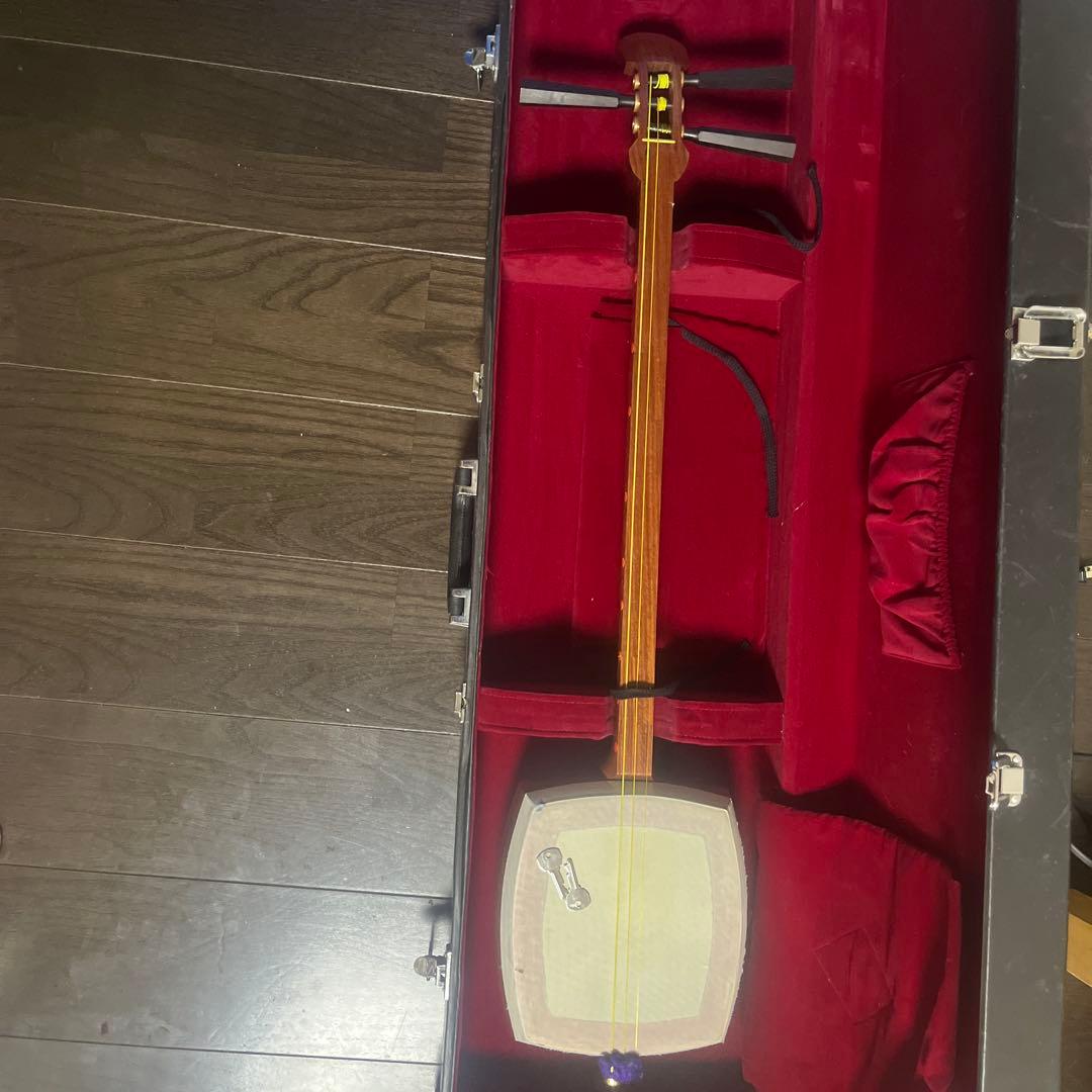 三味線本体 木製 3本の弦 専用ケース付き