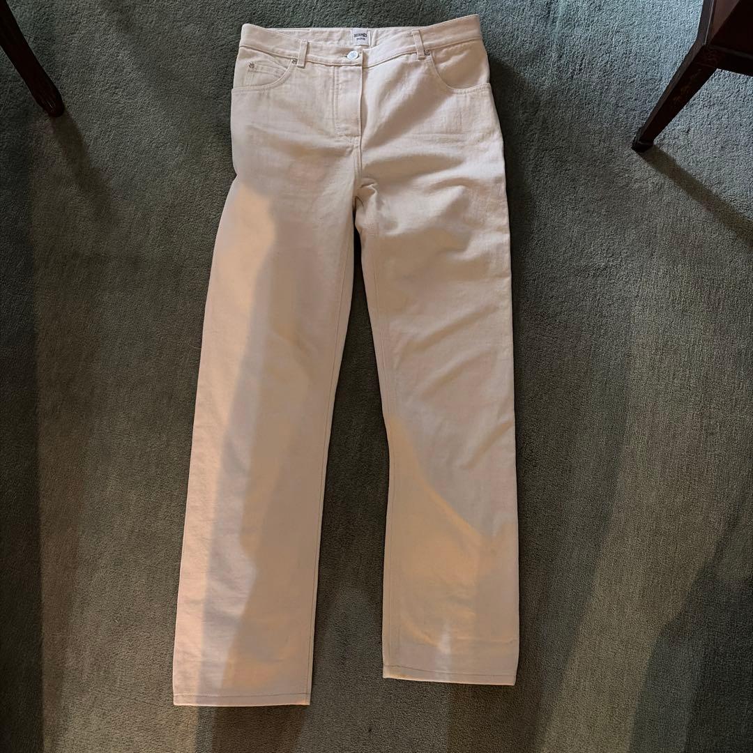 HERMES ホワイト ストレートデニム