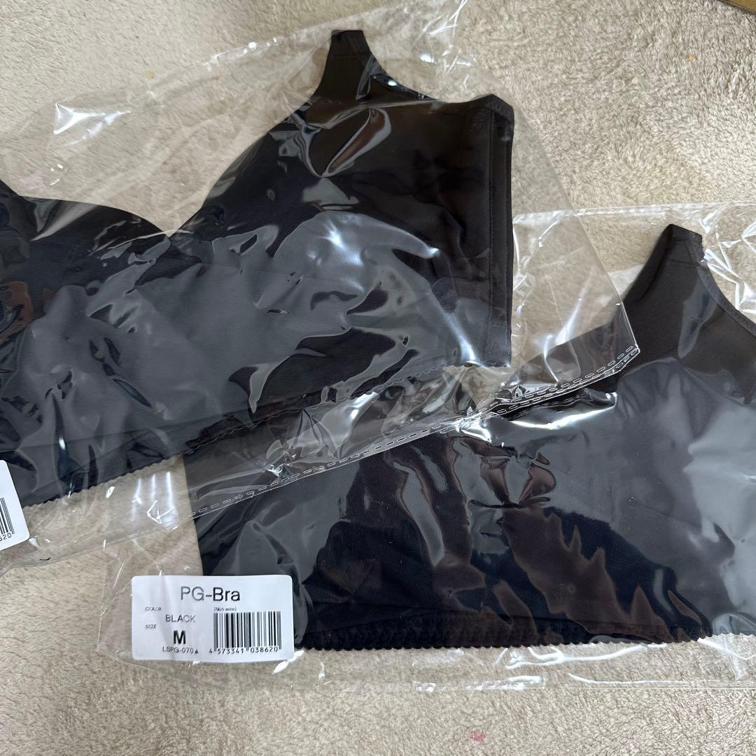 PGブラ　ノンワイヤー　Mサイズ 【ブラック】2枚セット 楽天市場】PGブラ ノンワイヤー（2枚セット）ナイトブラ｜育乳