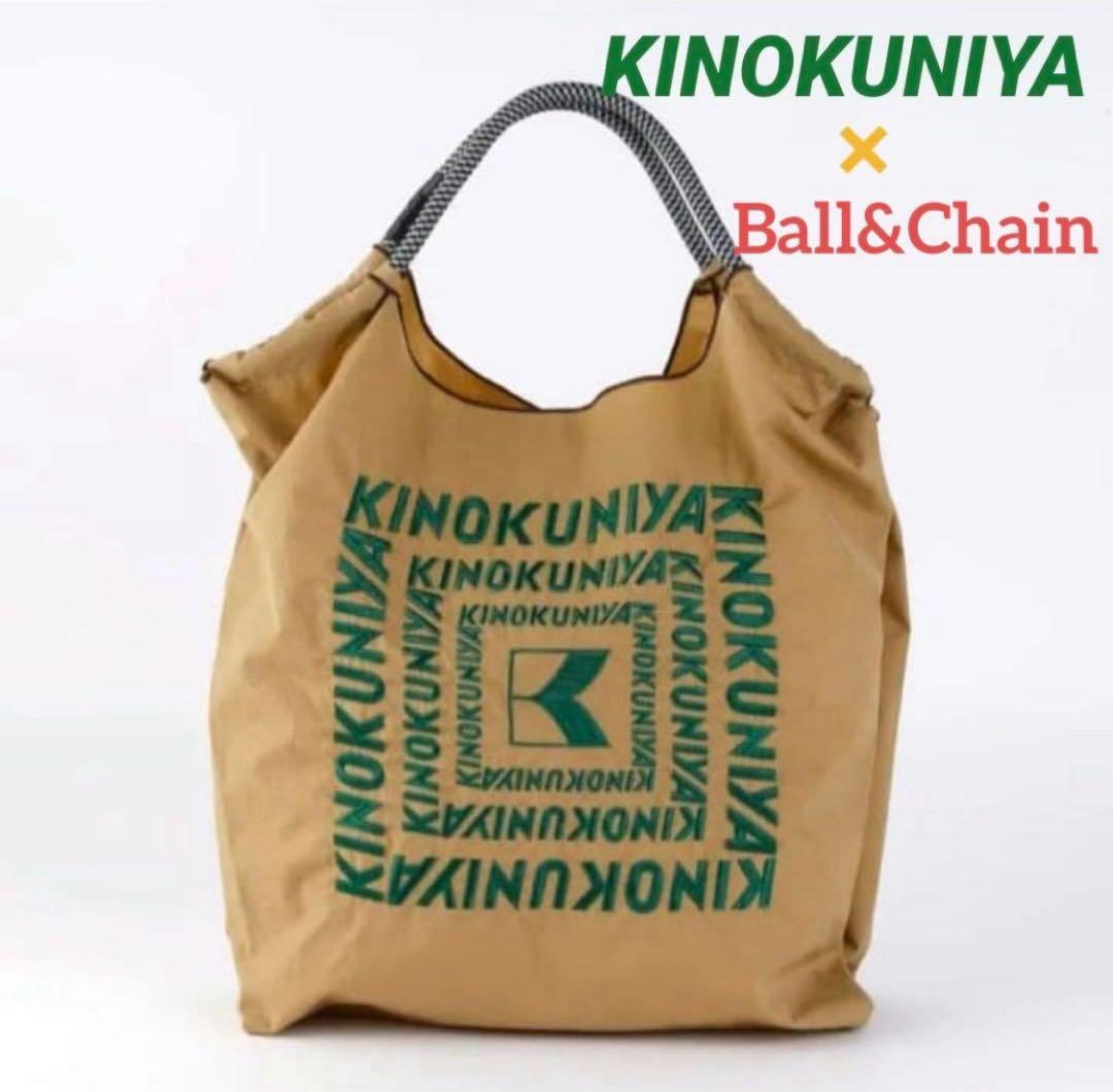 紀ノ国屋　Ball&Chain ベージュ　ロゴ　エコバッグ　ハンドバッグ