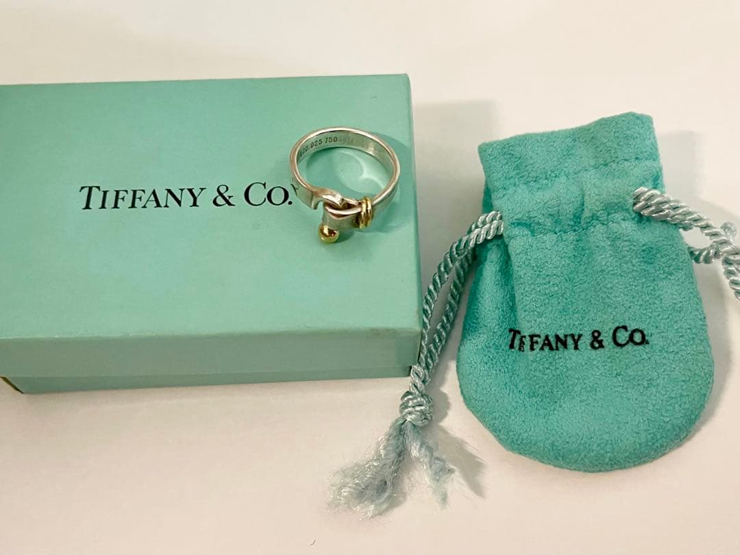 Tiffany&Coティファニー美品フックアンドアイリングk18sv92512号