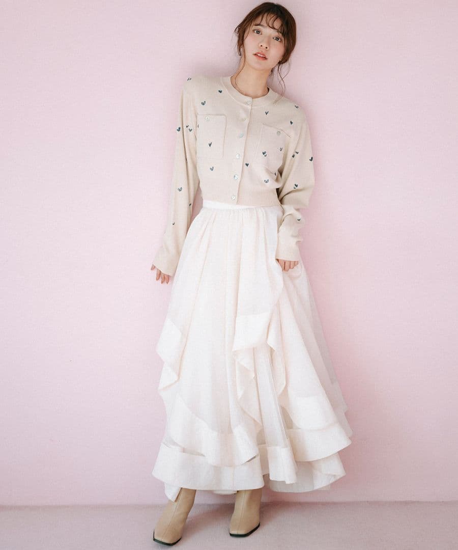 即完レア商品 ココディール ウェーブフレアオーガンジースカート 26ss