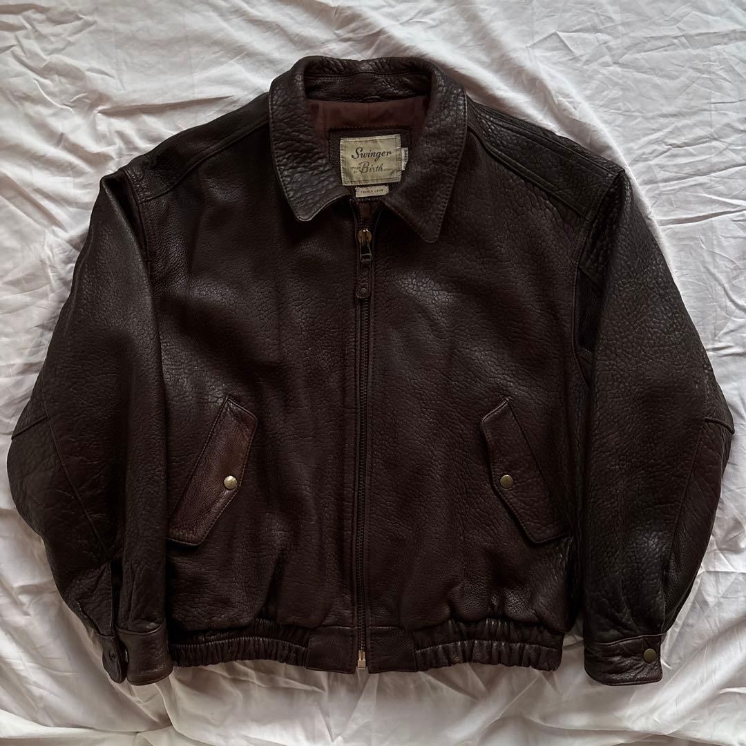 【90s】Swinger レザー ボンバージャケット 本革 A-2 ラムレザー FLIGHT EQUIPMENT A-2タイプ 90s ラムレザーフライトジャケット L