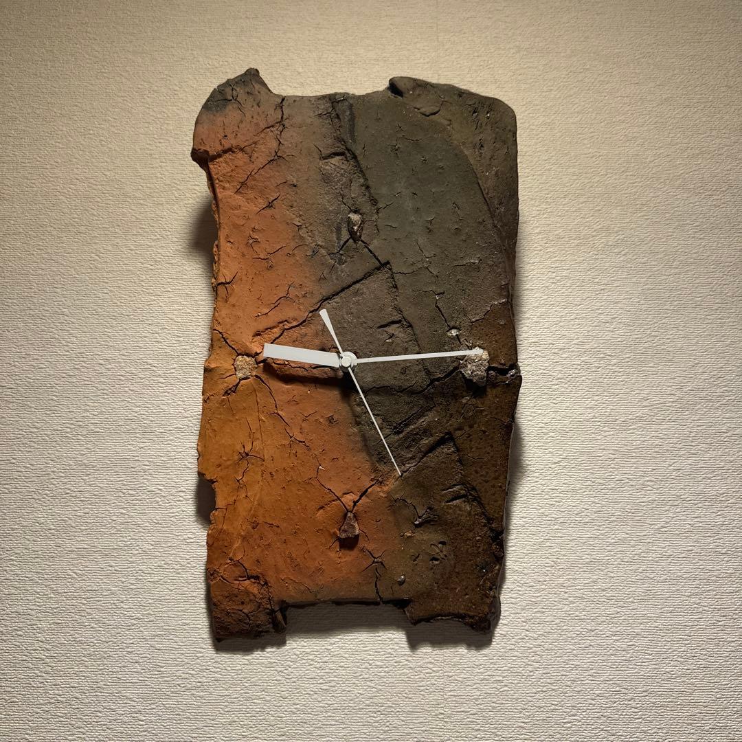 人気備前作家　備前焼　掛け時計