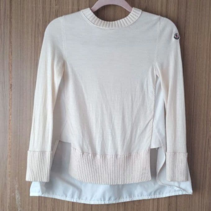 美品 モンクレール レディース ニット 切り返し クリーム サイズ XS
