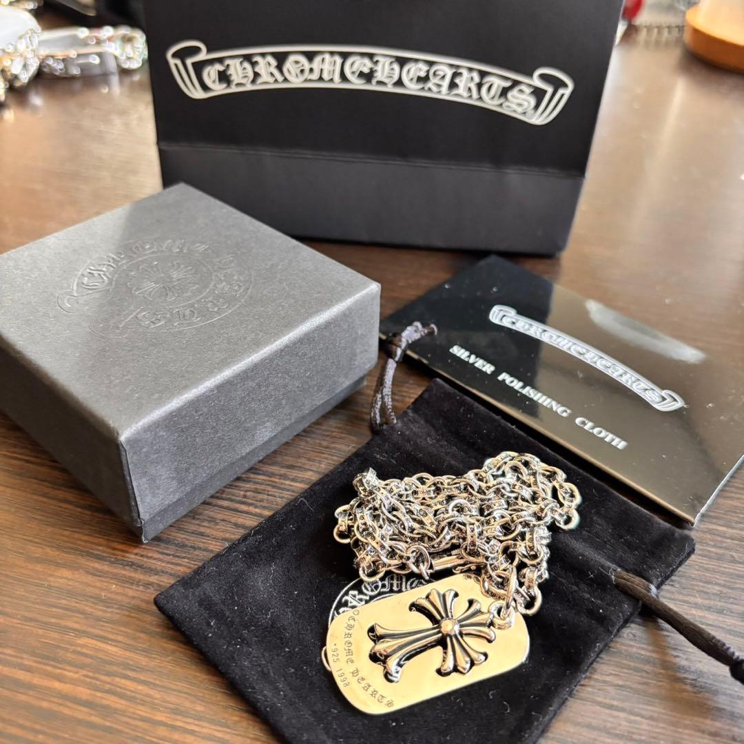極美品 ⚜️クロムハーツ ダッグタグ ダブルクロスペンダントネックレス 925