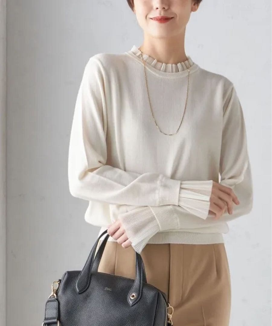 オーガンジー プリーツ ハイゲージ ニット SHIPS シップス