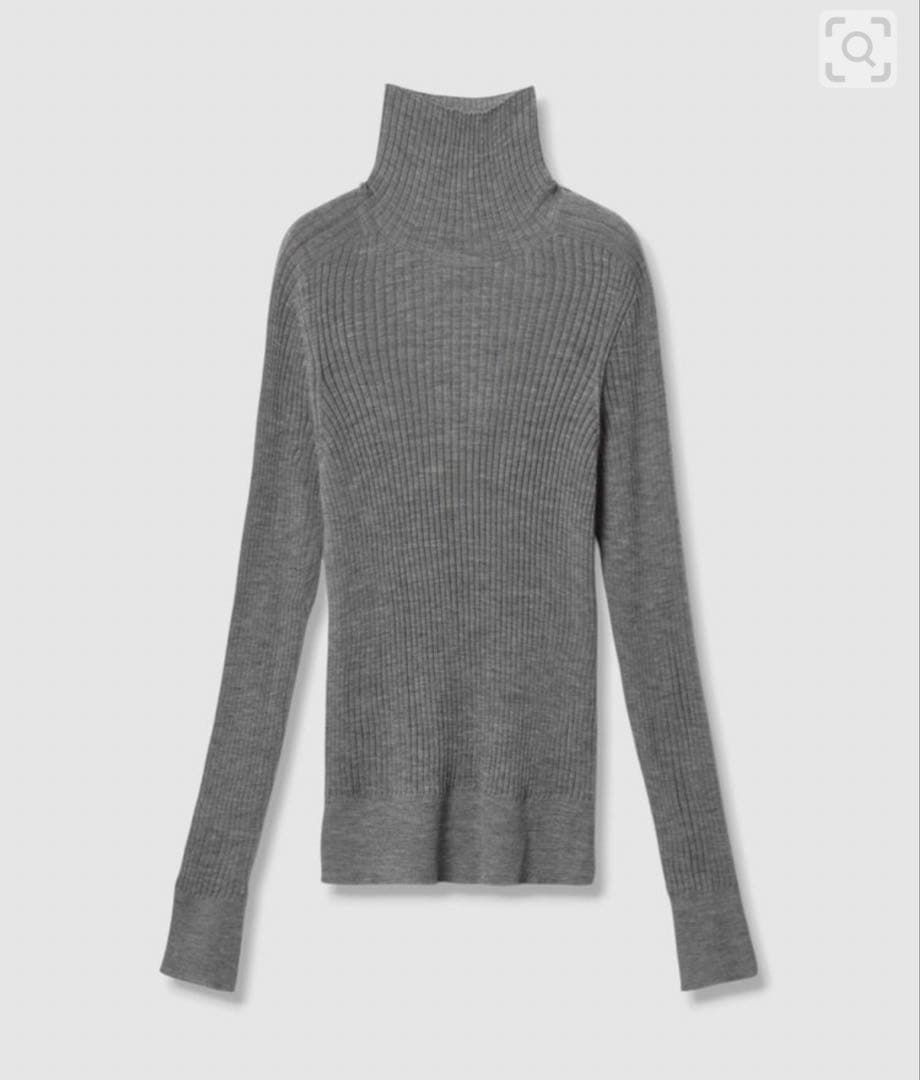 ANAYI アナイ　シアーウールハイネック プルオーバー　チャコールグレー　M