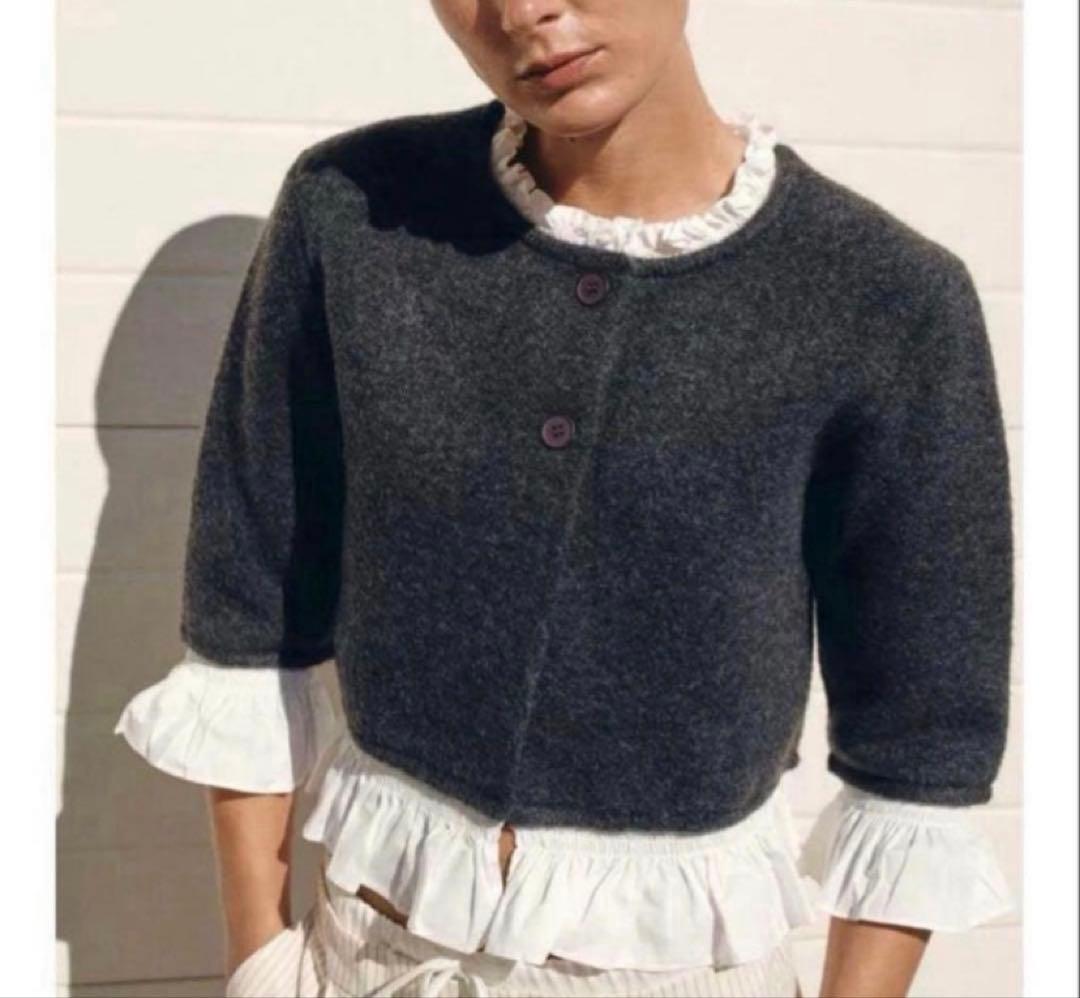 ZARAポプリンコンビニットジャケット ダークグレー S - メルカリ